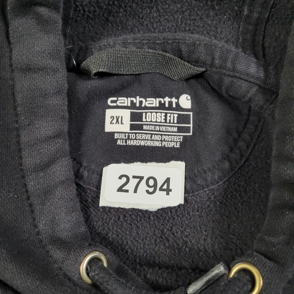 Carhartt Hoodie Mens 2XL Loose Fit Black Joe's Donuts Fleece Sweatshirt K121 - Picture 7 of 7